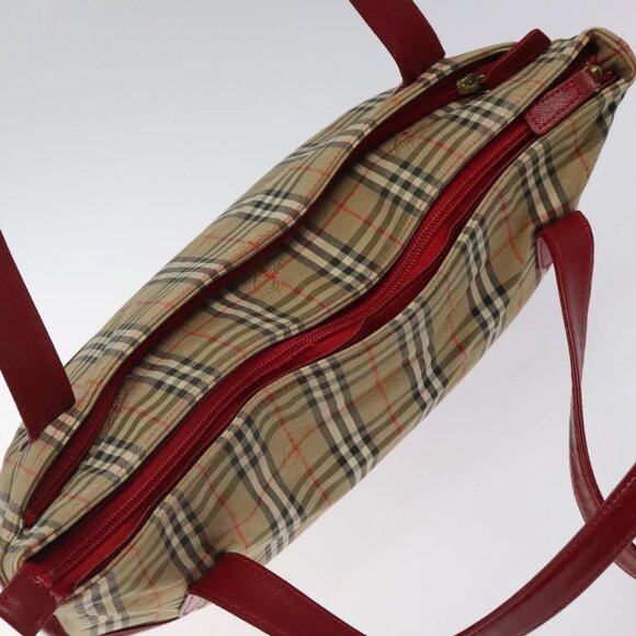 BURBERRY Nova Check Tote Bag Canvas Beige Gold Auth - Picture 7 of 16